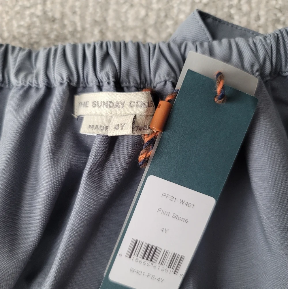 The Sunday Collective Backyard Apron Dress Ruffle Hem Size 4Y In Flint Stone NWT